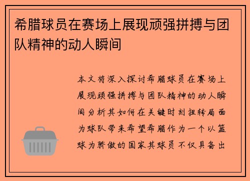 希腊球员在赛场上展现顽强拼搏与团队精神的动人瞬间