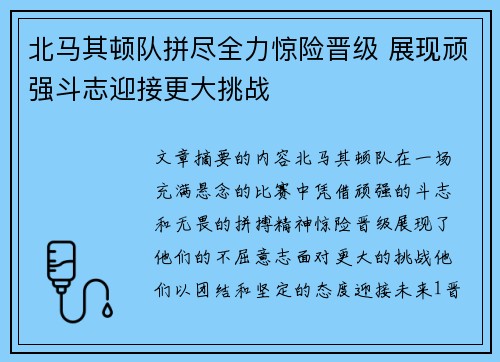北马其顿队拼尽全力惊险晋级 展现顽强斗志迎接更大挑战