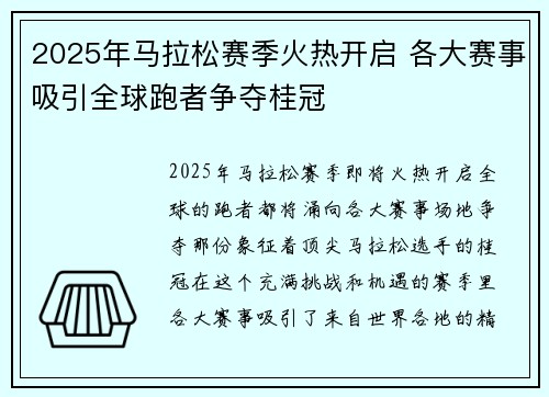 2025年马拉松赛季火热开启 各大赛事吸引全球跑者争夺桂冠